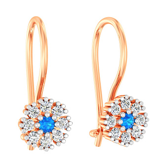 Детские золотые серьги с голубым фианитом (арт. 114201г)