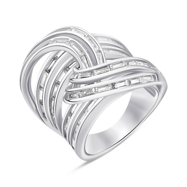 Срібна масивна каблучка з фіанітами (арт. 7501/6885) – зображення 1