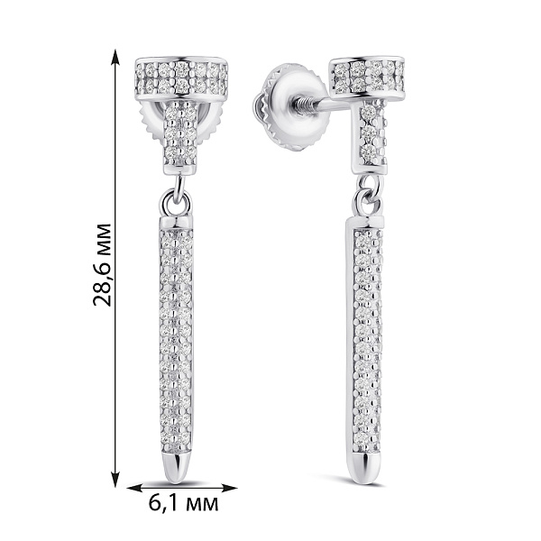 Срібні сережки Цвяхи з розсипом фіанітів (арт. 7518/С2Ф/894) – зображення 2