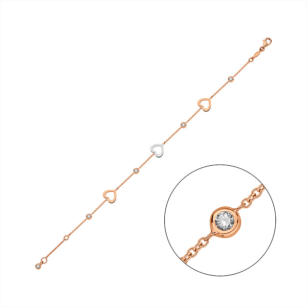 Золотой браслет Сердца с фианитами (арт. 3261352кб) – изображение 1