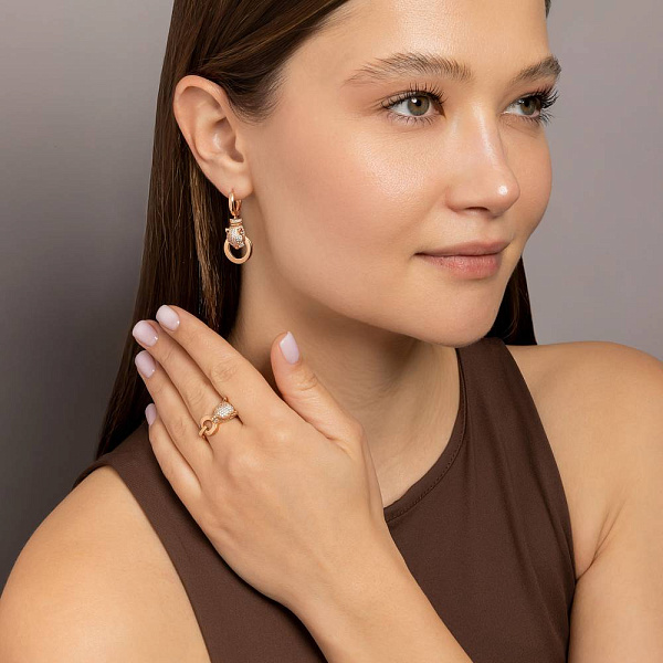 Серьги из красного золота с фианитами (арт. 100375з) – изображение 3