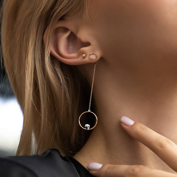 Сережки-подвески из красного золота (арт. 107739кб) – изображение 2