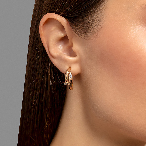 Золотые сережки Гвоздь с фианитами (арт. 1092174) – изображение 2