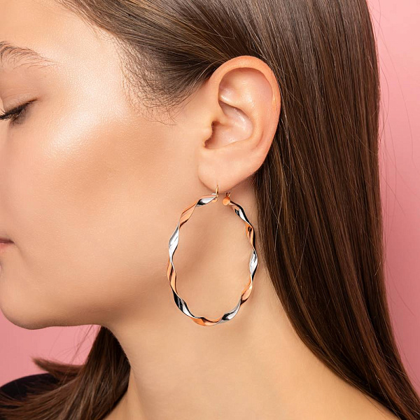 Серьги кольца из красного и белого золота (арт. 108452/55кб) – изображение 3