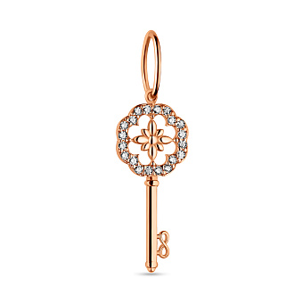 Золотой подвес в красном цвете металла "Ключ" (арт. 424357)