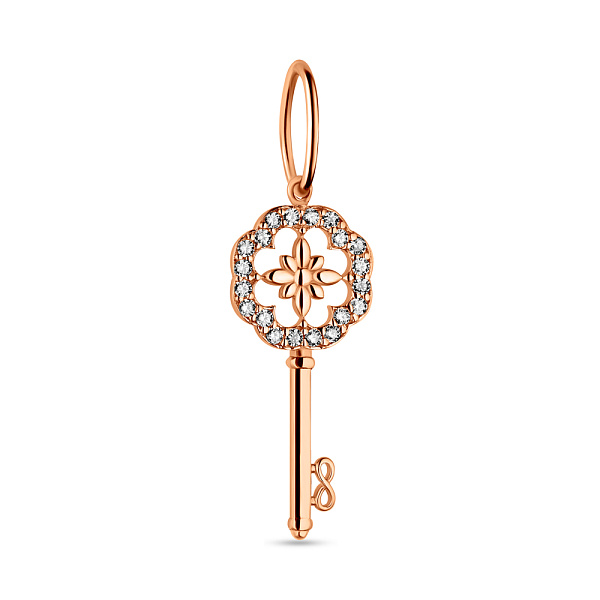 Золотой подвес в красном цвете металла "Ключ" (арт. 424357) – изображение 1