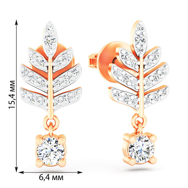 Серьги из красного золота с фианитами (арт. 111338) – изображение 4