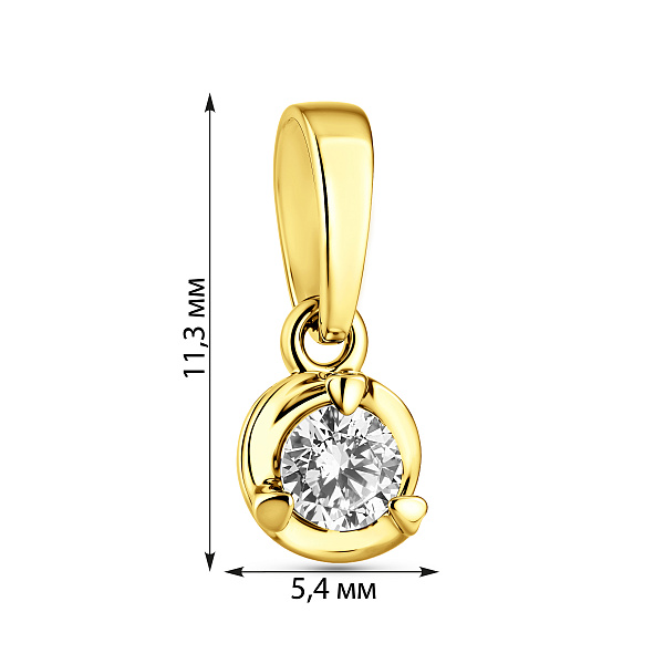 Подвес из желтого золота с фианитом (арт. 440517ж) – изображение 2
