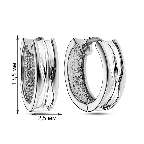 Серьги-кольца из белого золота (арт. 103694/10б) – изображение 2