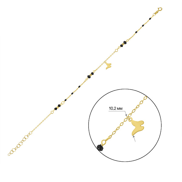 Золотий браслет «Метелик» з оніксом (арт. 324873жоаП1) – зображення 2