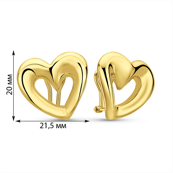 Золотые серьги Сердечки Francelli (арт. 1091852ж) – изображение 3