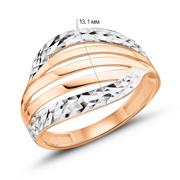 Золотое кольцо с алмазной насечкой (арт. 156162р) – изображение 2
