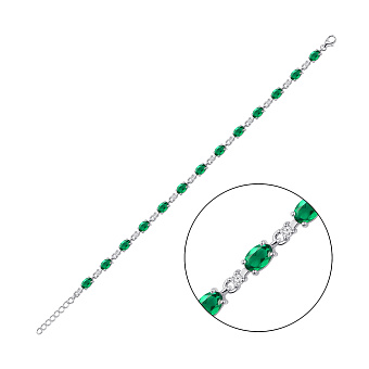 Срібний браслет зі смарагдами і фіанітами (арт. 7509/1513682Изм)