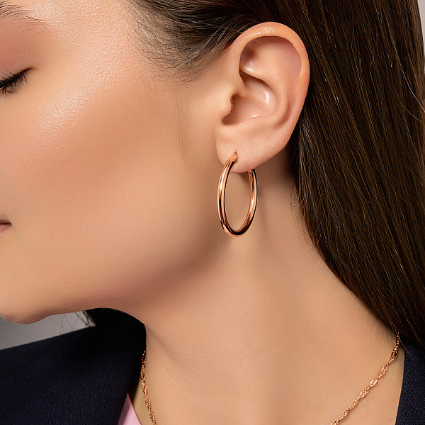 Сережки-кільця з червоного золота  (арт. 100945/30) – зображення 3