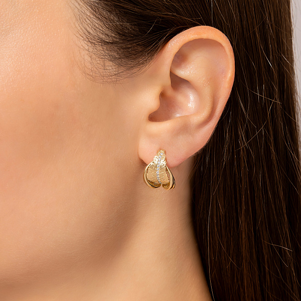 Серьги из желтого золота с фианитами (арт. 1091960жм) – изображение 3