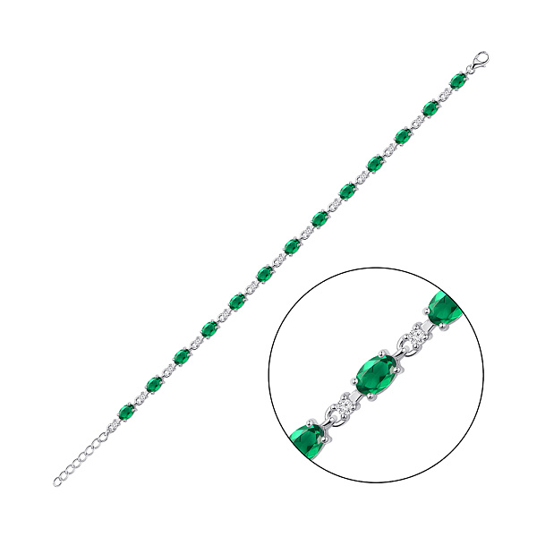 Срібний браслет зі смарагдами і фіанітами (арт. 7509/1513682Изм) – зображення 1