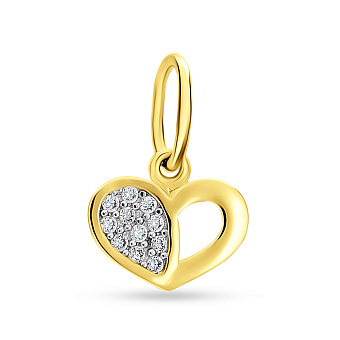 Фото Золотая подвеска Сердечко с фианитами (арт. 423157ж)