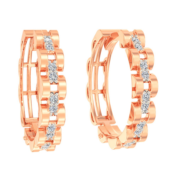 Золотые серьги кольца с фианитами (арт. 111014) – изображение 1