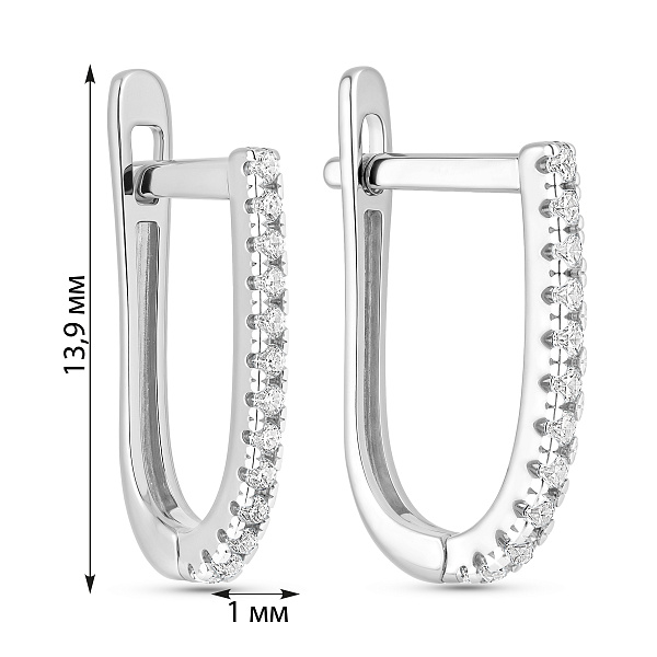 Серьги из белого золота с дорожкой из фианитов (арт. 110850б) – изображение 2