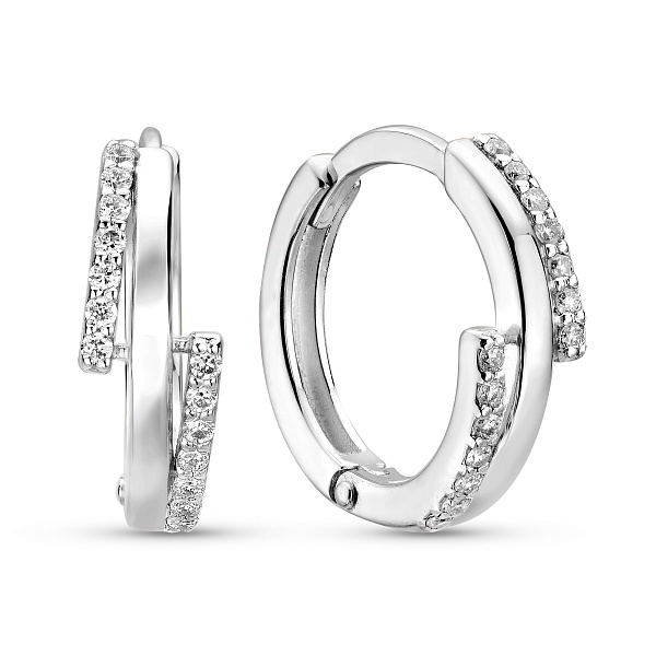 Серьги-кольца из белого золота с бриллиантами (арт. С011388010б) – изображение 1