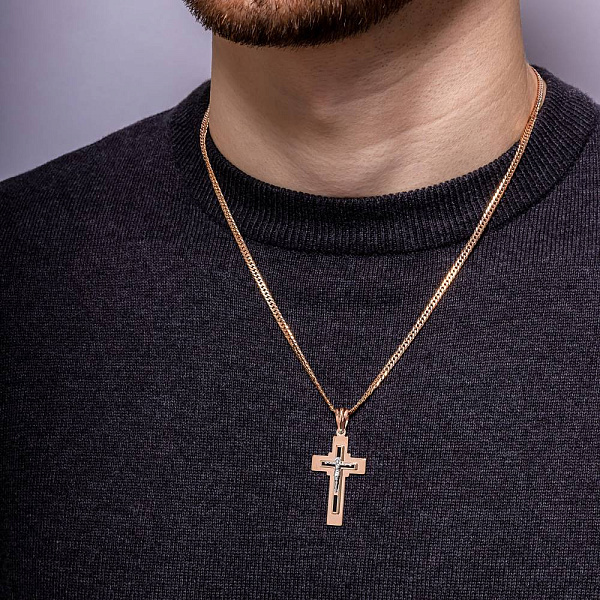 Золотой крестик с распятием и эмалью (арт. 501734еч) – изображение 2