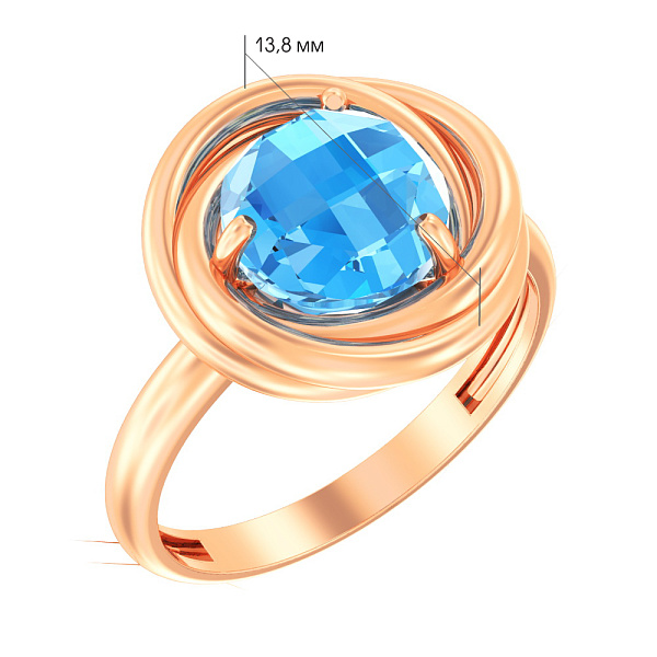 Золотое кольцо с кварцем (арт. 140617ПсГ) – изображение 2