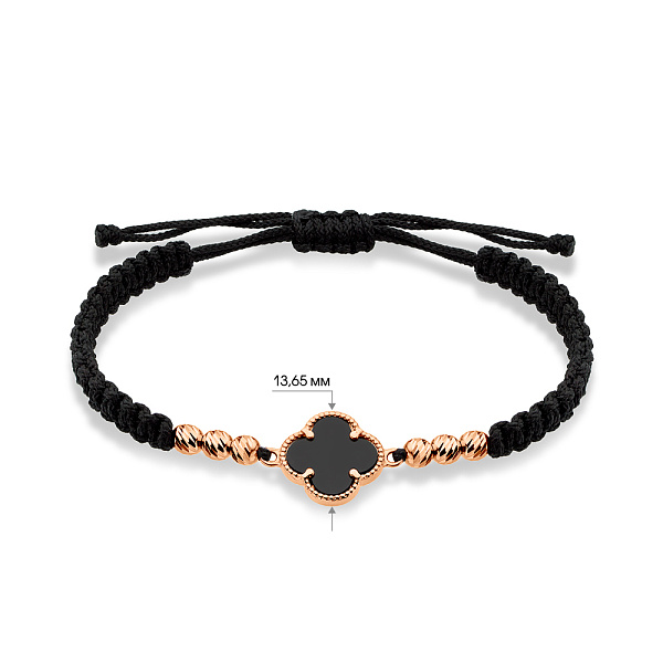 Браслет на нитці з оніксом і золотими вставками (арт. 340102чоа) – зображення 3