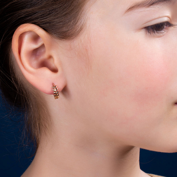 Серьги-кольца "Колосок" из красного золота (арт. 110701) – изображение 3