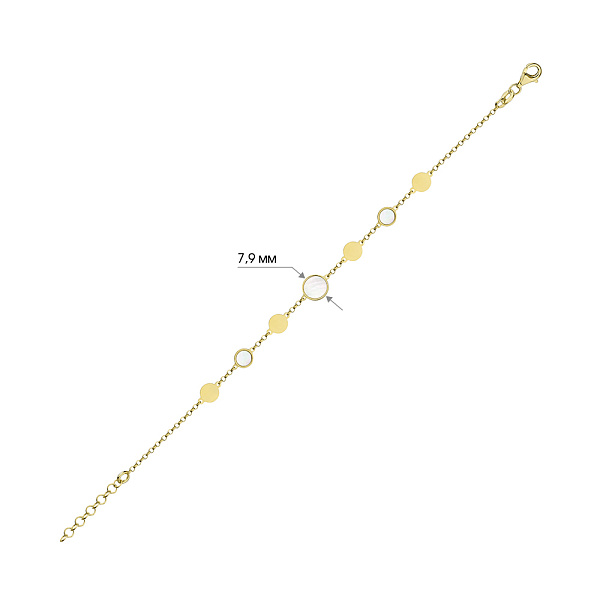 Браслет из серебра с перламутром и с желтым родированием (арт. 7509/3699жп) – изображение 2