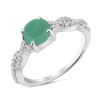 Серебряное кольцо с изумрудом и фианитами (арт. 7501/1929636Изм)