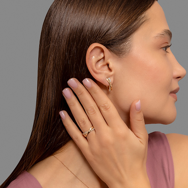 Серьги из красного золота с фианитами (арт. 1092138) – изображение 6