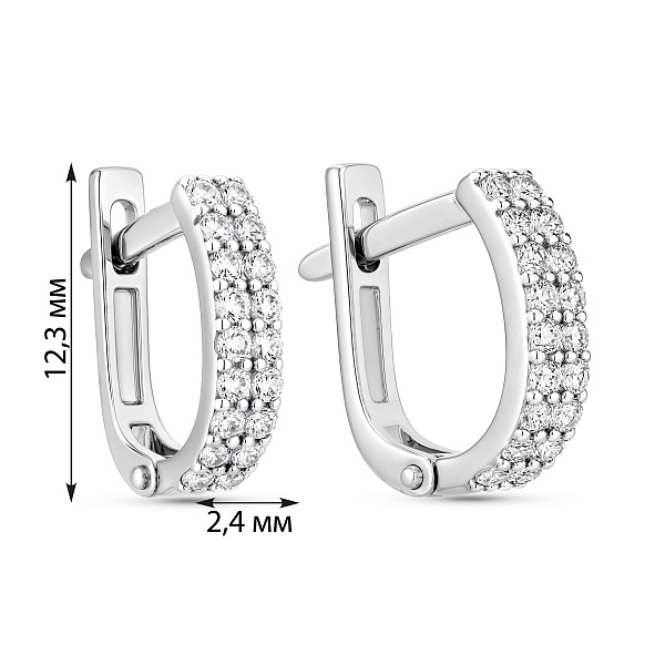 Серьги из белого золота с дорожкой из фианитов (арт. 110356б) – изображение 3