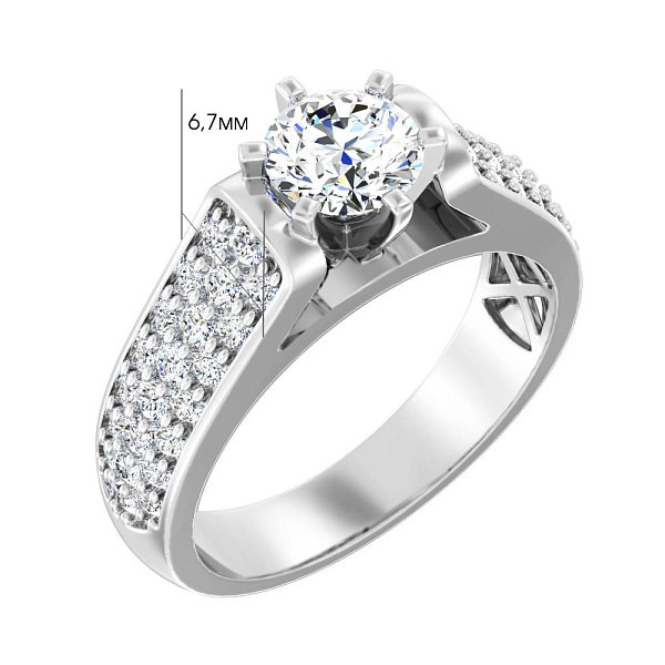 Каблучка з білого золота з діамантами (арт. К011299080б) – зображення 2