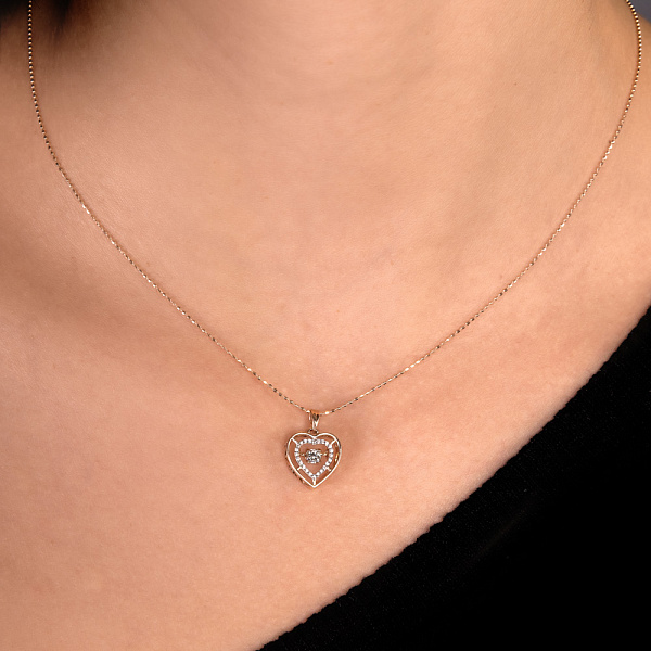 Підвіска Сердечко з золота з танцюючим діамантом (арт. 3109502201) – зображення 3
