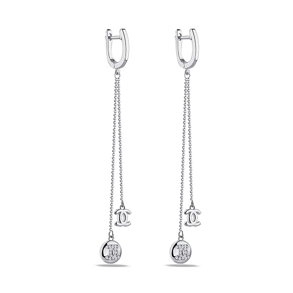 Серьги-подвески из серебра с фианитами (арт. 7502/4630) – изображение 1