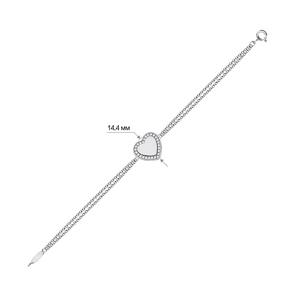 Браслет зі срібла Серце з фіанітами (арт. 7509/3729) – зображення 2