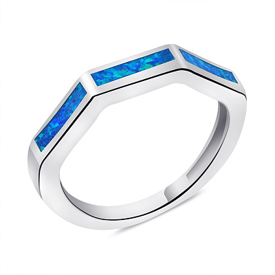 Серебряное кольцо с синим опалом (арт. 7501/6692Пос)