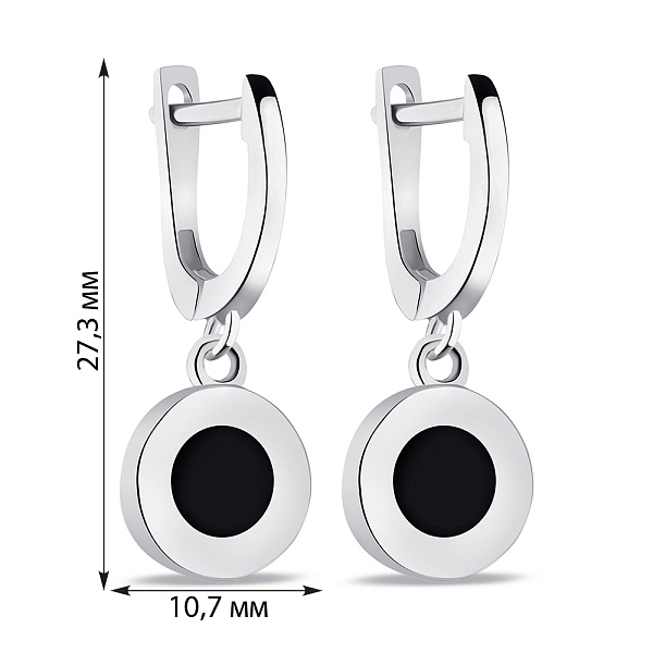 Серебряные серьги-подвески с эмалью (арт. 7502/9104еч) – изображение 2