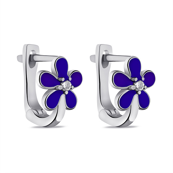 Серебряные детские серьги Цветок с фианитами (арт. 7502/2734ес) – изображение 1