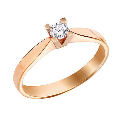 Кольцо помолвочное из красного золота с бриллиантом (арт. К041056015)