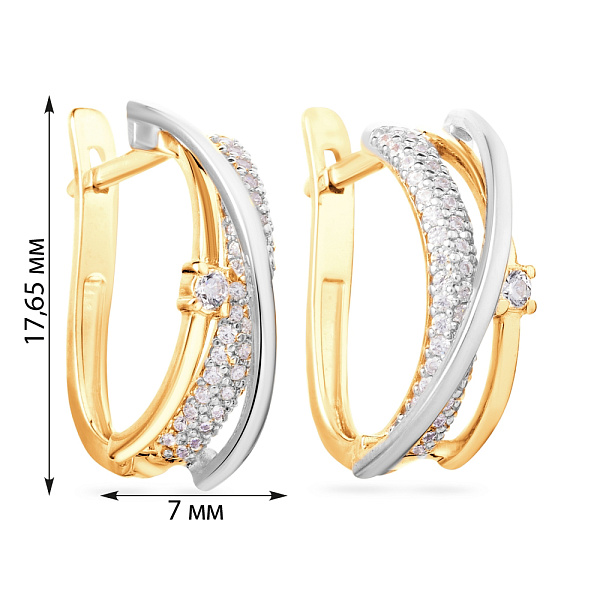 Золотые серьги Синергия с фианитами (арт. 110178ж) – изображение 3