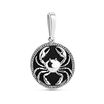 Фото Срібний кулон Рак з оніксом (арт. 7903/2490орк)