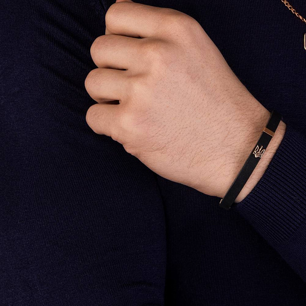 Браслет зі шкіри і золота Герб України-Тризуб (арт. 326335) – зображення 2