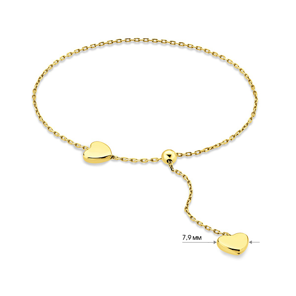 Браслет из желтого золота с сердечками (арт. 326808ж) – изображение 2