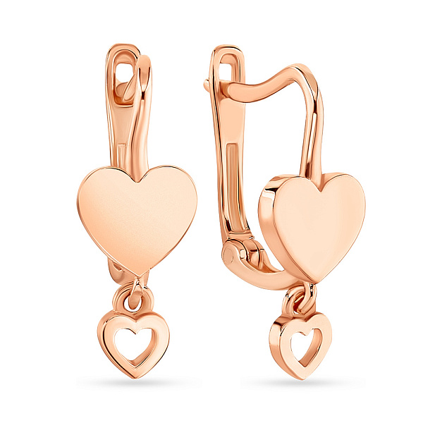 Серьги из красного золота «Сердечки»  (арт. 106158) – изображение 1