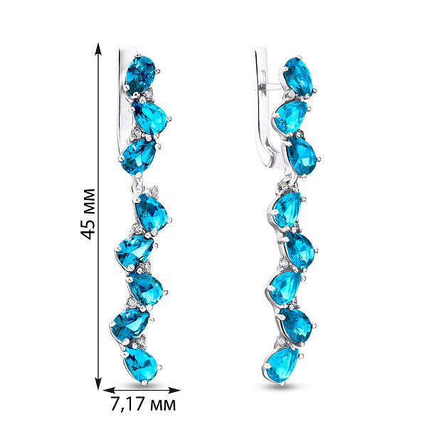 Серебряные серьги с кварцем и фианитами (арт. 7002/2928/9Пкг) – изображение 2