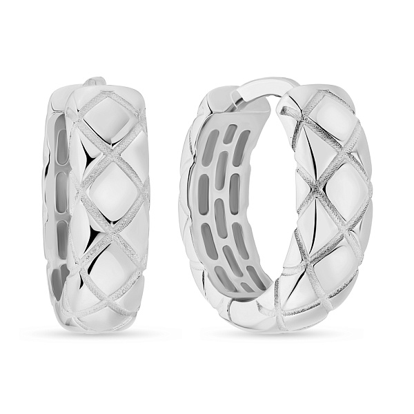 Золоті сережки-кільця з геометричним візерунком (арт. 108726/15б) – зображення 1