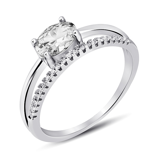Серебряное двойное кольцо с фианитами (арт. 7501/8147) – изображение 1