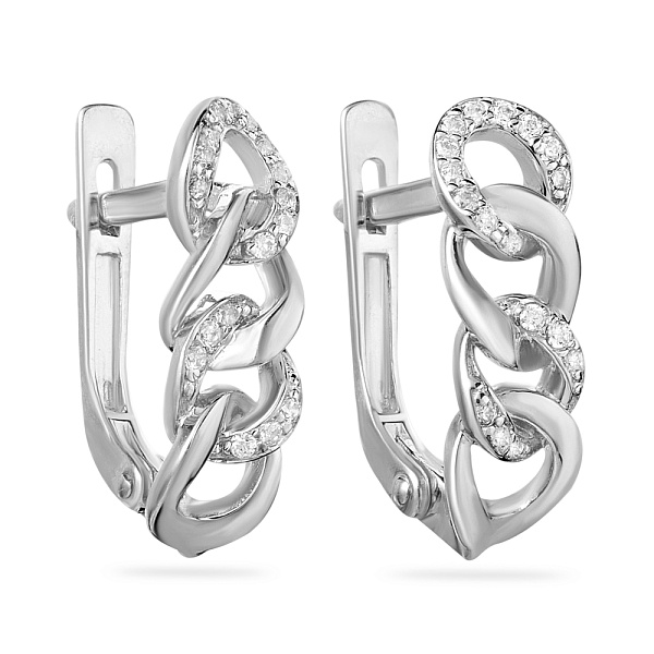 Сережки з білого золота з фіанітами (арт. 110311б) – зображення 1