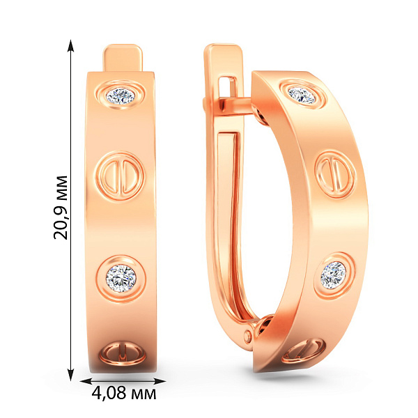 Серьги из красного золота с фианитами (арт. 1101231) – изображение 2
